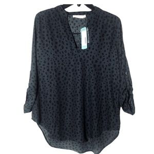 Lush Warren Split Neck Blouse. Charcoal Black. Size M. Brand new with tags.